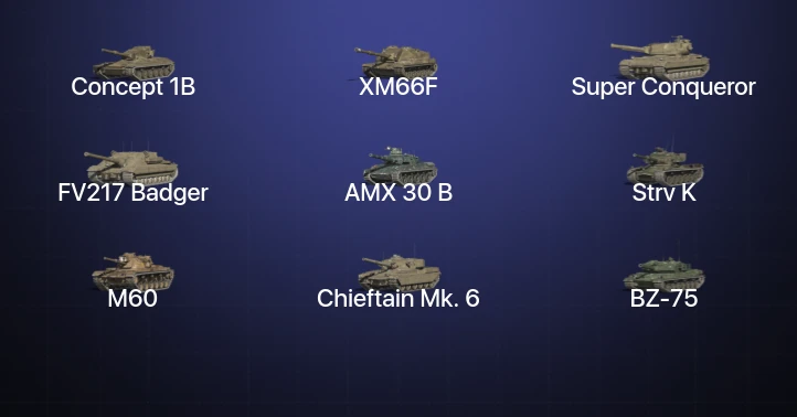 Танки Блиц — 41 Топ | Concept 1B | Kampfpanzer 50 t | Super Conqueror | FV217 Badger 