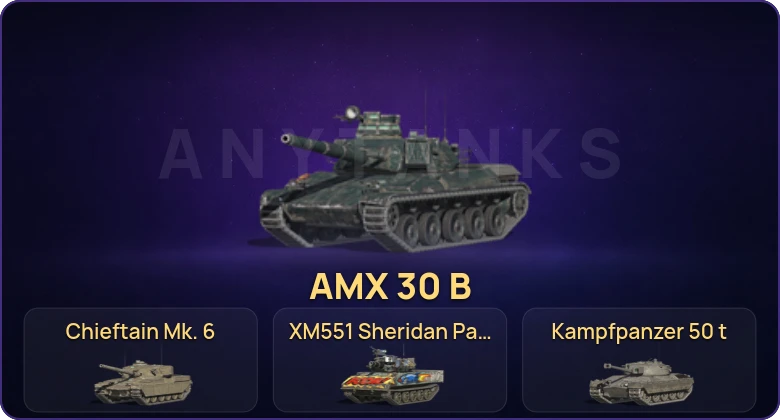 Танки Блиц — Неактив | 17 Топов | AMX 30 B | Kampfpanzer 50 t | Chieftain Mk. 6 