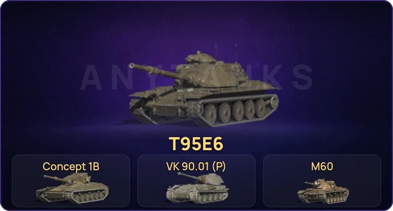 Танки Блиц — Неактив | 9 Топов | T95E6 | Concept 1B | Объект 268 Вариант 4 | Kampfpanzer 50 t 
