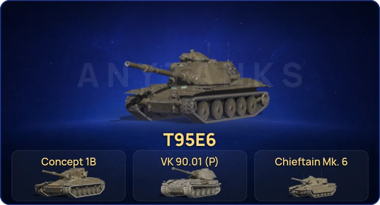 Танки Блиц — 5 Топов | T95E6 | VK 90.01 (P) | Concept 1B | Chieftain Mk. 6  | Смена пароля