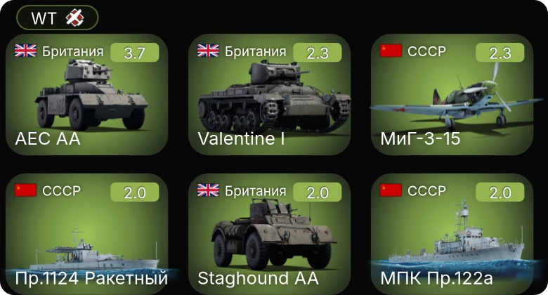 WT — МПК Пр.122а | Пр.1124 Ракетный | AEC AA | Valentine I | M2A4