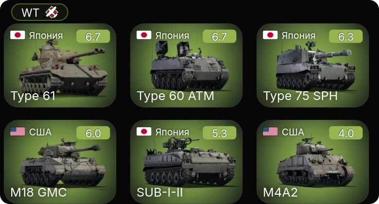 WT — Type 75 SPH | Type 60 ATM | Type 61 | SUB-I-II | M24