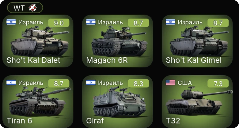 WT — 6 ранг: 5шт 5 ранг: 2шт