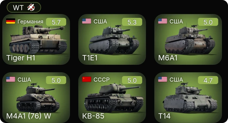 WT — M6A1 | M24 | M4A1 (76) W | T1E1 | T14