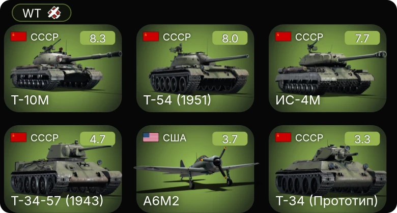 WT — 6 ранг: 1шт 5 ранг: 2шт