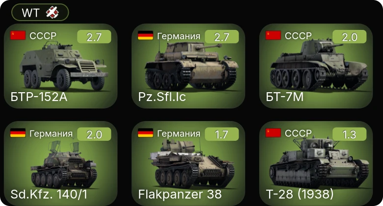 WT — БТР-152А | M2A2 | M2A4 | P-26A-33 | БТ-7М