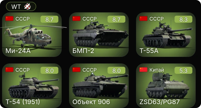 WT — 6 ранг: 2шт 5 ранг: 3шт
