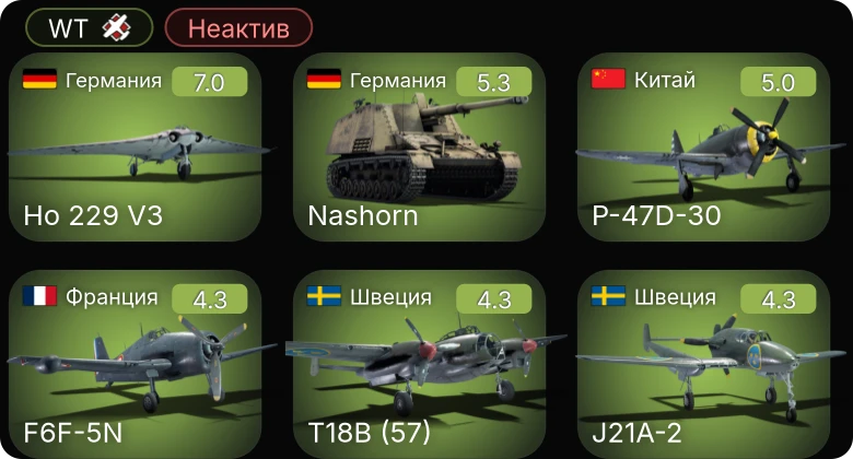 WT — Неактив | 5 ранг: 1шт