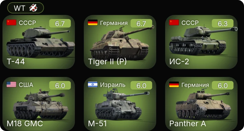 WT — Т-44 | ИС-2 | M-51 | M19A1 | M4A1 (76) W