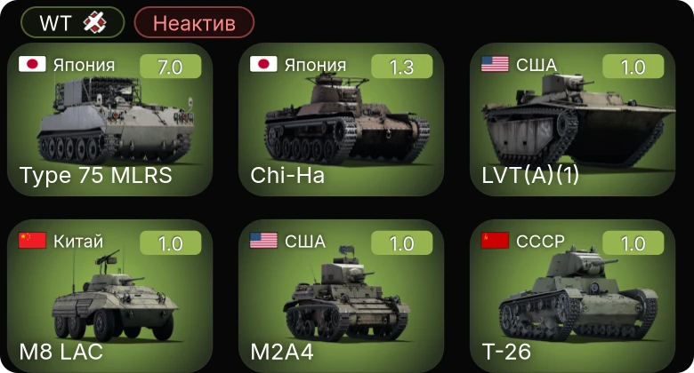 WT — Неактив | 5 ранг: 1шт