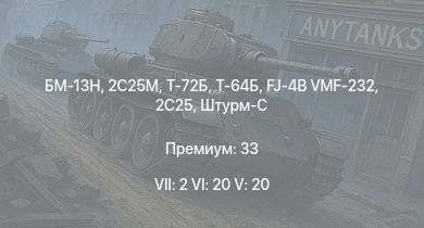 WT — 7 ранг: 2шт 6 ранг: 20шт 5 ранг: 20шт БМ-13Н