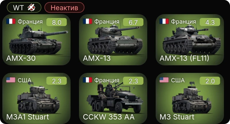 WT — Неактив | 5 ранг: 1шт