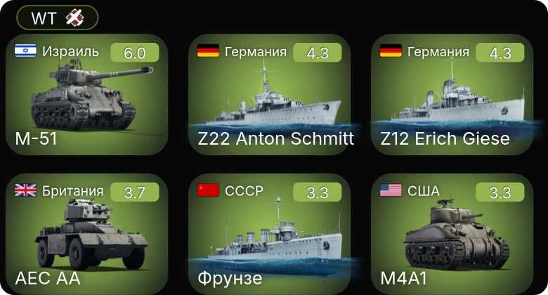 WT — M-51 | M4A1 | M4A3 (105) | P-40E-1 | P-36G
