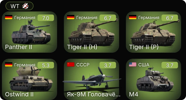 WT — M24 | Як-9М Головачёва | Ил-2М тип 3 | P-39N-0 Покрышкина | Hellcat Mk.II