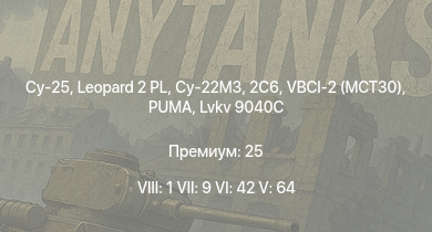 WT — 8 ранг: 1шт 7 ранг: 9шт 6 ранг: 42шт Су-25