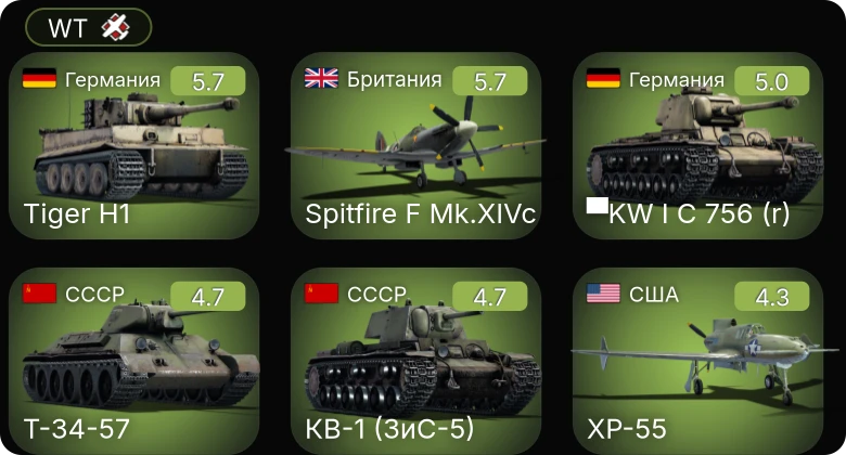 WT — Spitfire F Mk.XIVc | XP-55 | ▀KW I C 756 (r) | P-47D | КВ-1 (ЗиС-5)