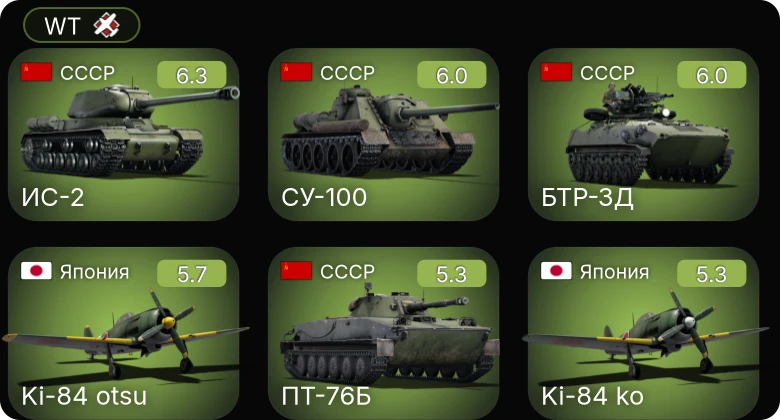 WT — БТР-ЗД | ИС-2 | СУ-100 | Ki-84 otsu | Ki-84 ko