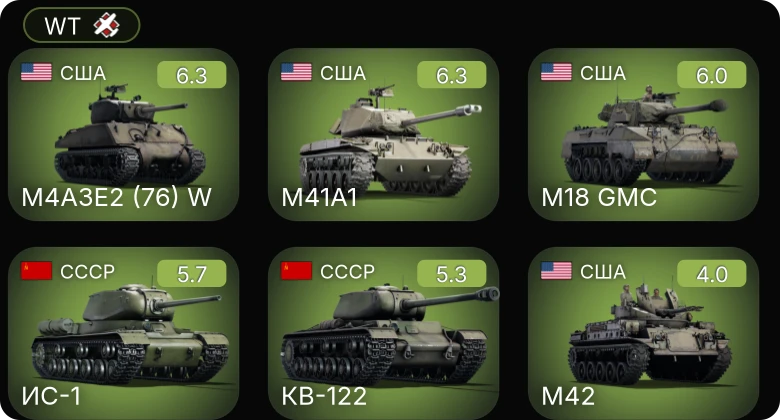 WT — M41A1 | M4A3E2 (76) W | КВ-122 | M42 | M18 GMC