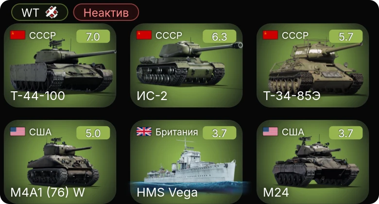 WT — Неактив | 5 ранг: 1шт