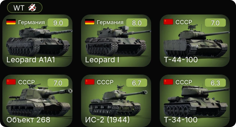 WT — 6 ранг: 1шт 5 ранг: 3шт