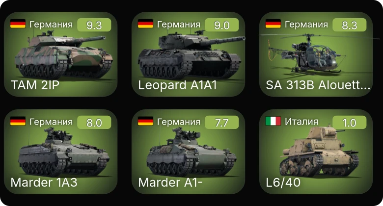 WT — 6 ранг: 2шт 5 ранг: 3шт