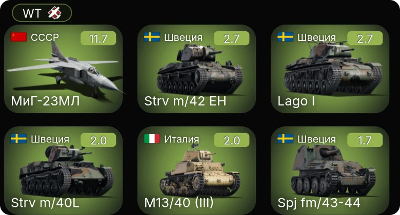 WT — 7 ранг: 1шт МиГ-23МЛ