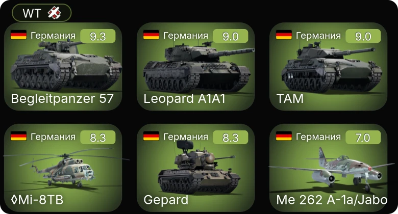 WT — 6 ранг: 4шт 5 ранг: 2шт