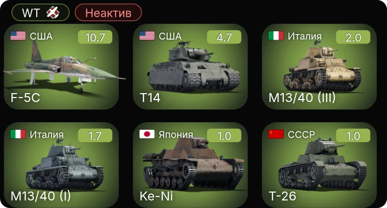 WT — Неактив | 7 ранг: 1шт