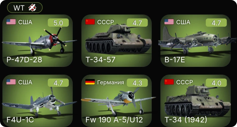 WT — F4U-1C | Fw 190 A-5/U12 | P-47D-28 | B-17E | Fw 190 A-4