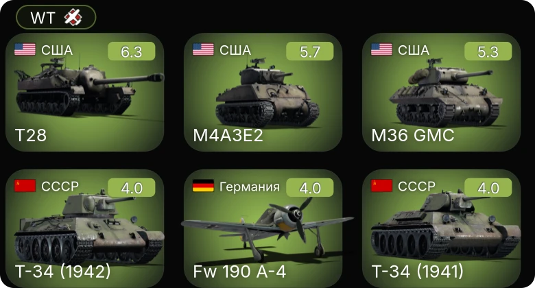 WT — T28 | M4A3E2 | M36 GMC | Fw 190 A-4 | Bf 109 F-4