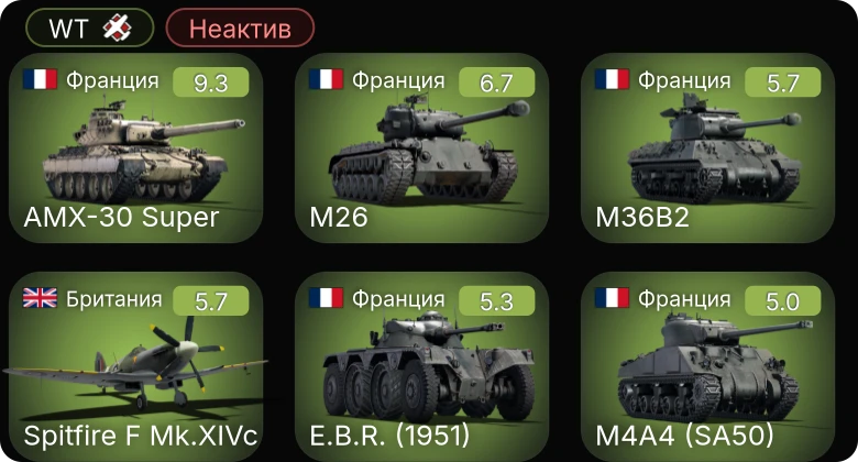 WT — Неактив | 6 ранг: 1шт