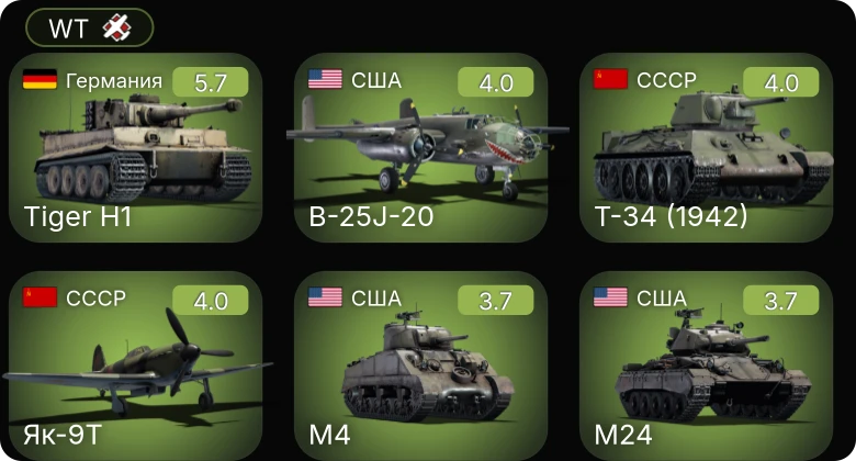 WT — M24 | Як-9Т | B-25J-20 | M4 | M10 GMC