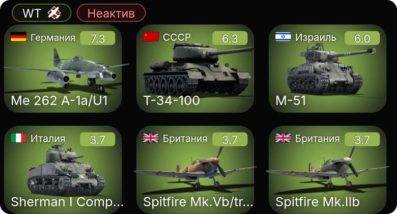WT — Неактив | 5 ранг: 1шт