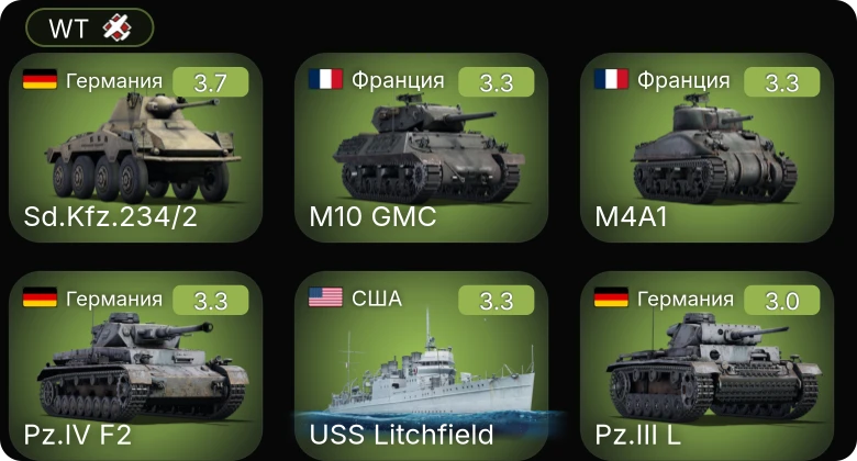 WT — Пр.1204 поздний | Пр.1124 поздний | Пр.191 | Sd.Kfz.234/2 | ЛаГГ-3-11