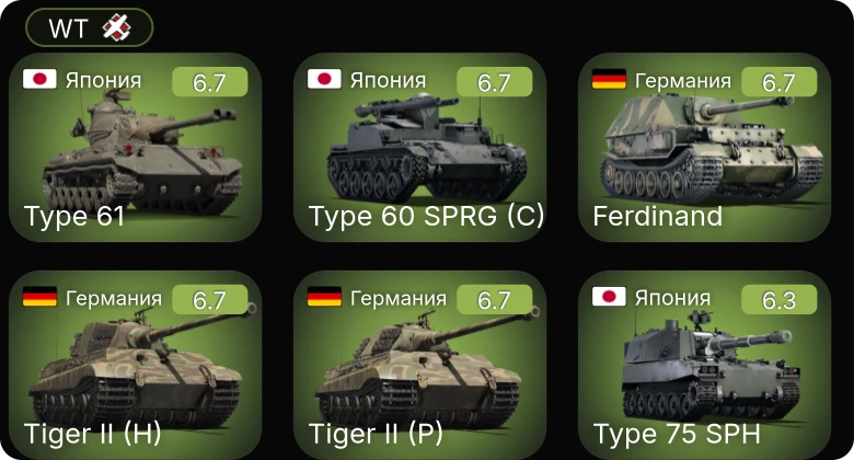 WT — Bf 109 G-14 | Type 60 SPRG (C) | Type 61 | Type 75 SPH | A7M1 (NK9H)