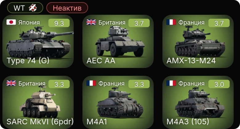 WT — Неактив | 6 ранг: 1шт
