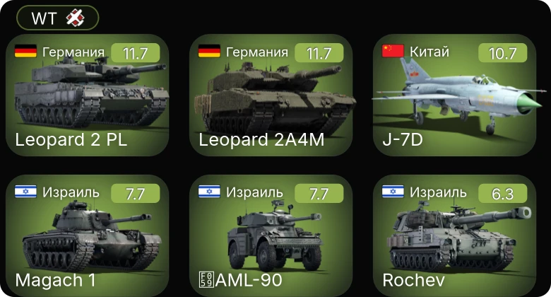 WT — 8 ранг: 2шт 7 ранг: 3шт