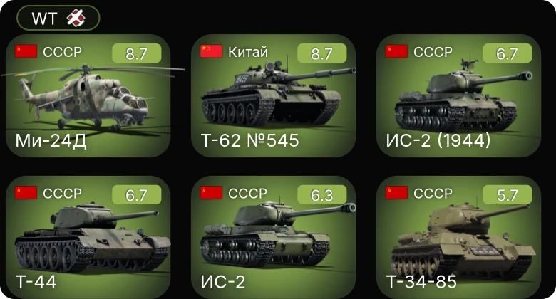 WT — 6 ранг: 1шт 5 ранг: 1шт