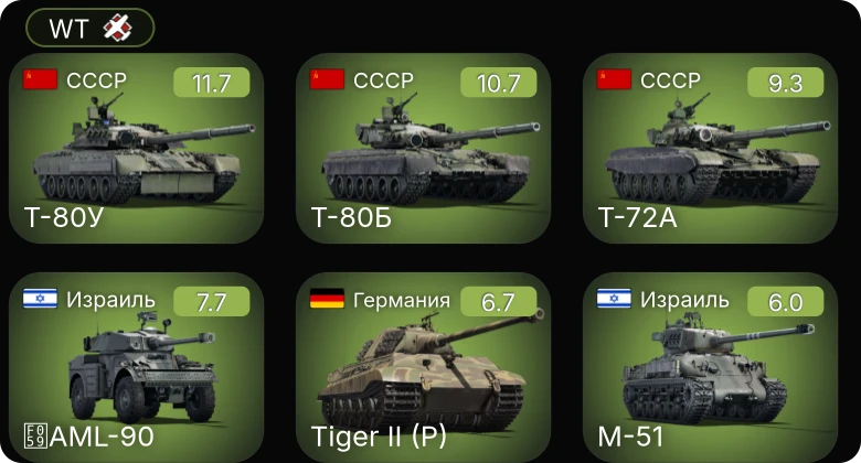 WT — 7 ранг: 2шт 6 ранг: 1шт