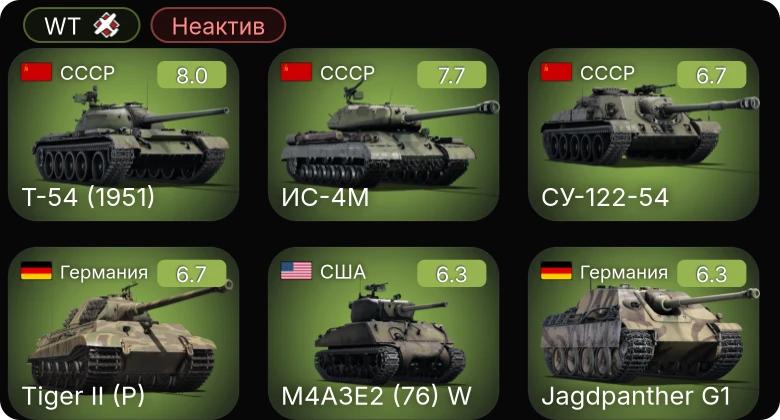 WT — Неактив | 5 ранг: 3шт
