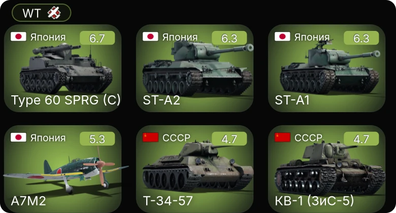 WT — A7M2 | ST-A1 | ST-A2 | Type 60 SPRG (C) | T14