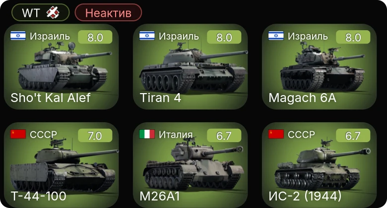 WT — Неактив | 5 ранг: 4шт