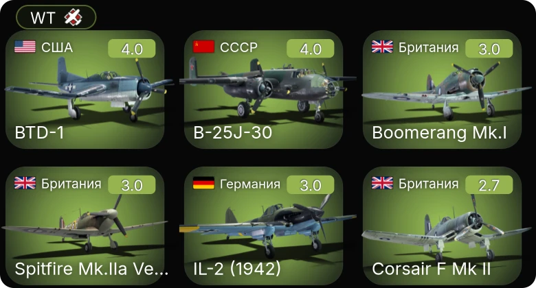 WT — BTD-1 | B-25J-30 | Wellington Mk.Ic | IL-2 (1942) | ЛаГГ-3-8