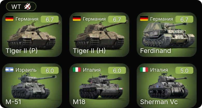 WT — Sherman Vc | M18 | M-51 | M24 | Breda 501