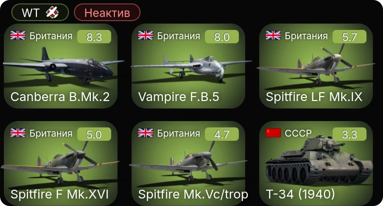 WT — Неактив | 5 ранг: 2шт
