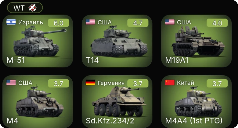 WT — M-51 | T14 | M19A1 | P-400 | M4