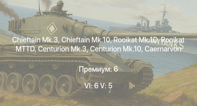 WT — 6 ранг: 6шт 5 ранг: 5шт Rooikat MTTD | Chieftain Mk.10 | Chieftain Mk.3 | Rooikat Mk.1D | Warrior | Striker | Swingfire | Centurion Mk.10 | Centurion Mk.3 | Caernarvon