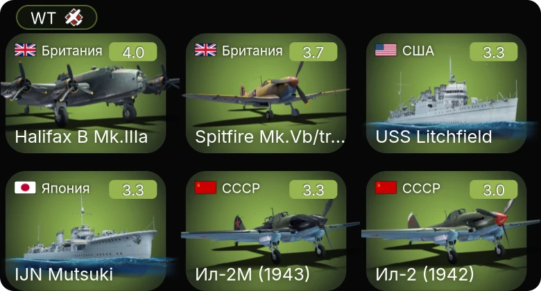 WT — Ил-2М (1943) | Halifax B Mk.IIIa | Fw 190 A-1 | Bf 109 E-3 | Bf 109 E-1