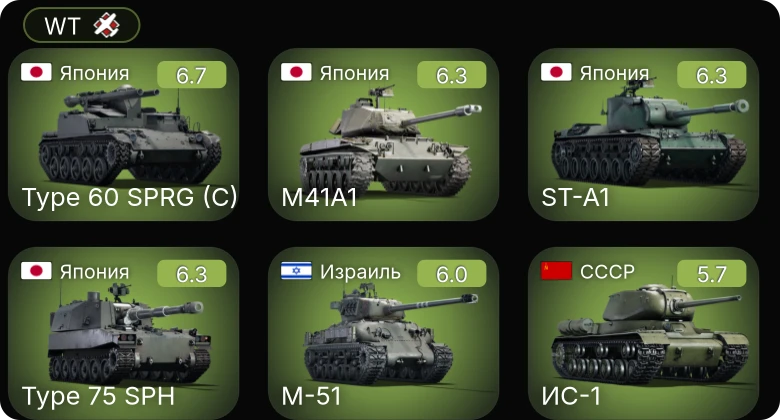 WT — M41A1 | ST-A1 | Type 60 SPRG (C) | Type 75 SPH | M-51