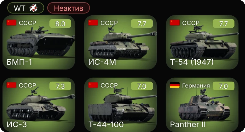 WT — Неактив | 5 ранг: 5шт